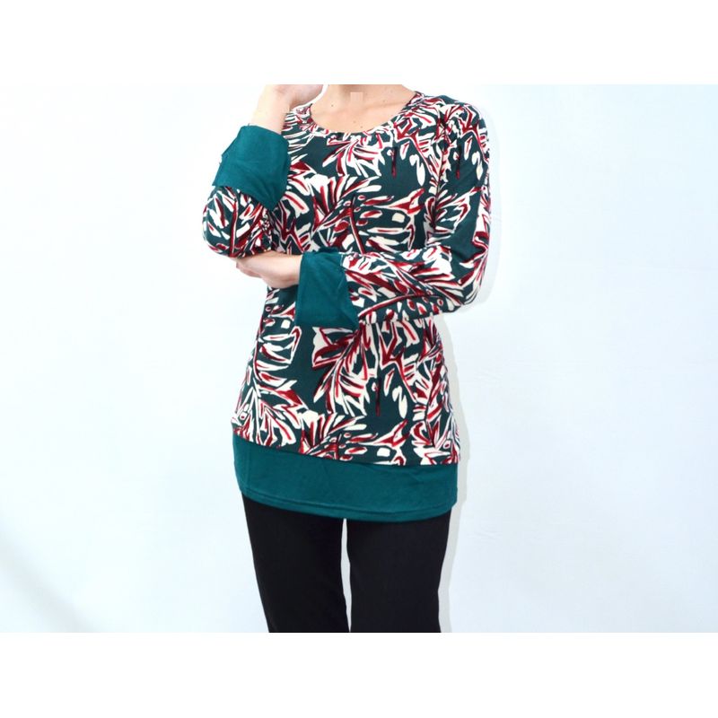 MAGENTA WOMAN - Polera 04 Lycra Estampada Verde Hojas