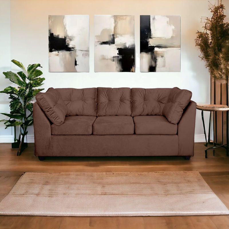 MUEBLES MPR - Sofa Seccional Bonsai Felpa Café