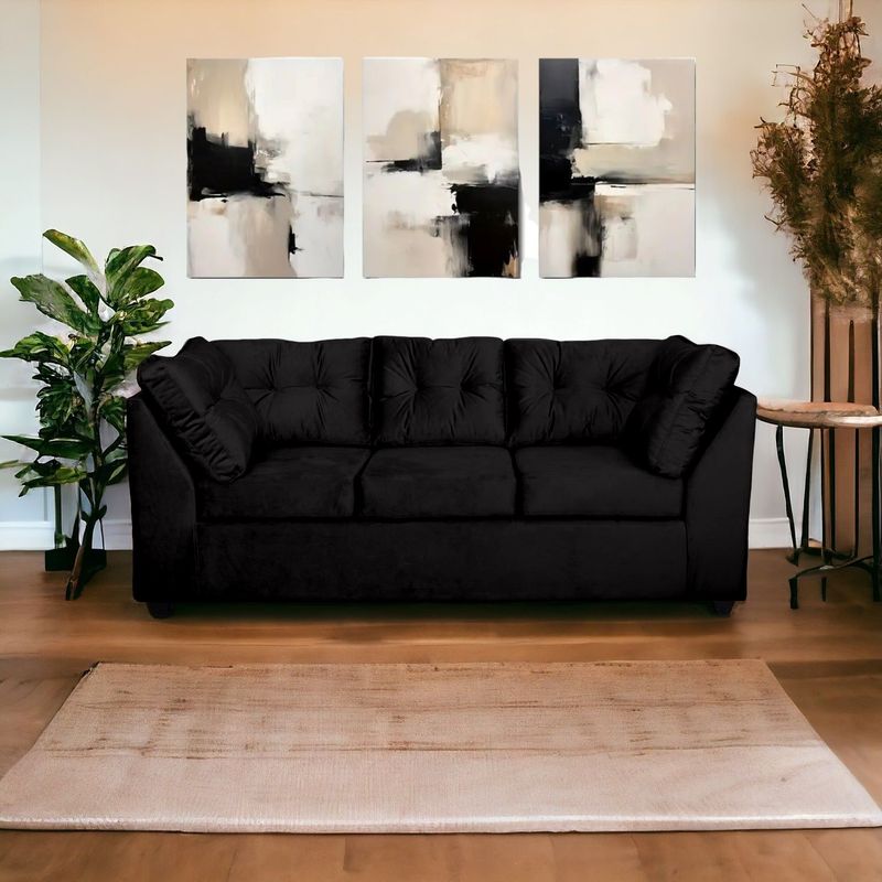MUEBLES MPR - Sofa Seccional Bonsai Felpa Negro