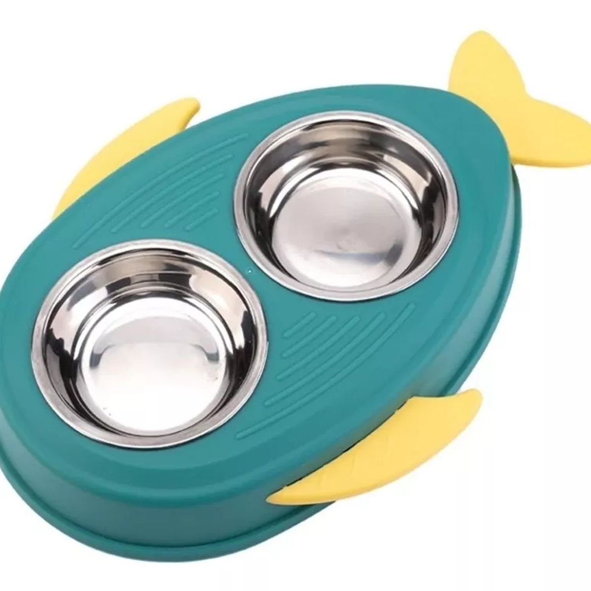 GENERICO - Plato Doble De Mascotas De Acero Inoxidable Verde