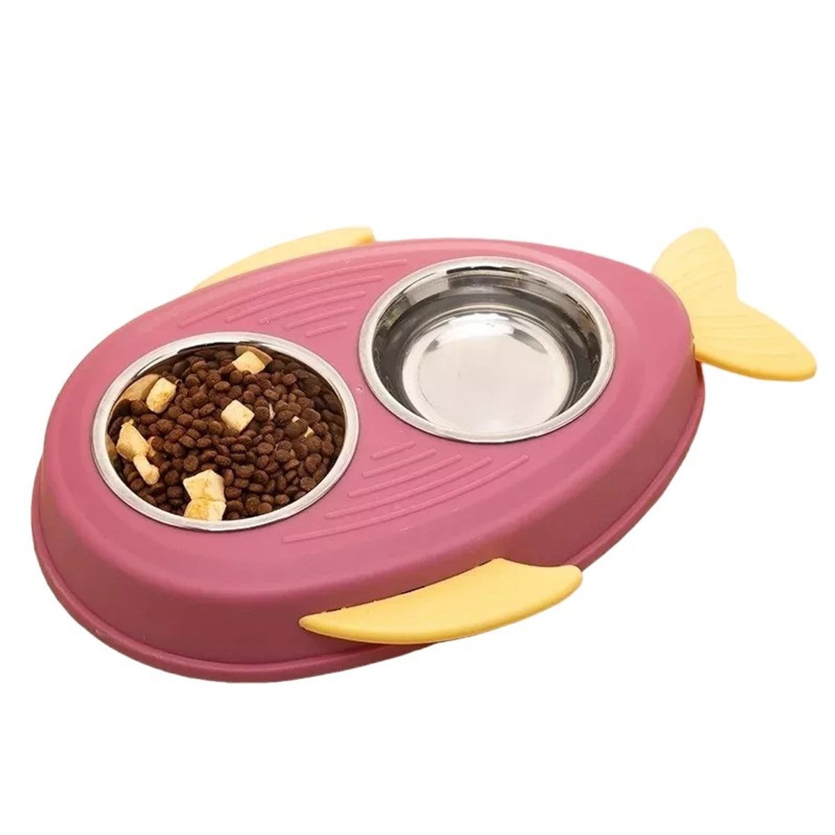 GENERICO - Plato Doble De Mascotas De Acero Inoxidable Burdeo