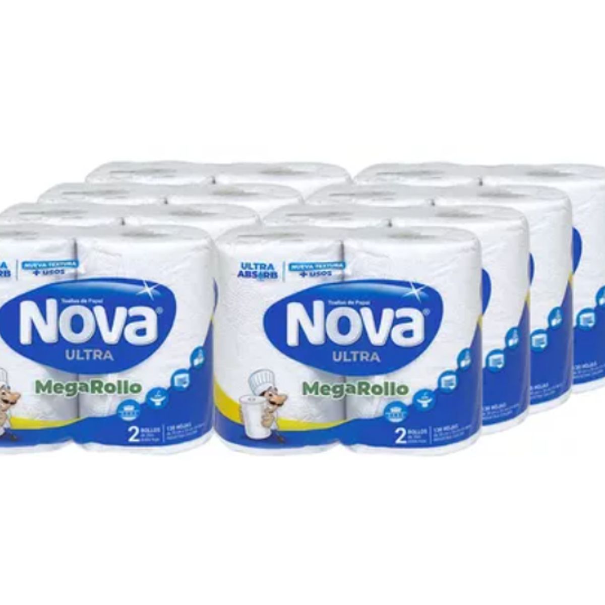 NOVA - Toalla Nova Ultra Absorb Mega Rollo 24mts X 16 Rollos