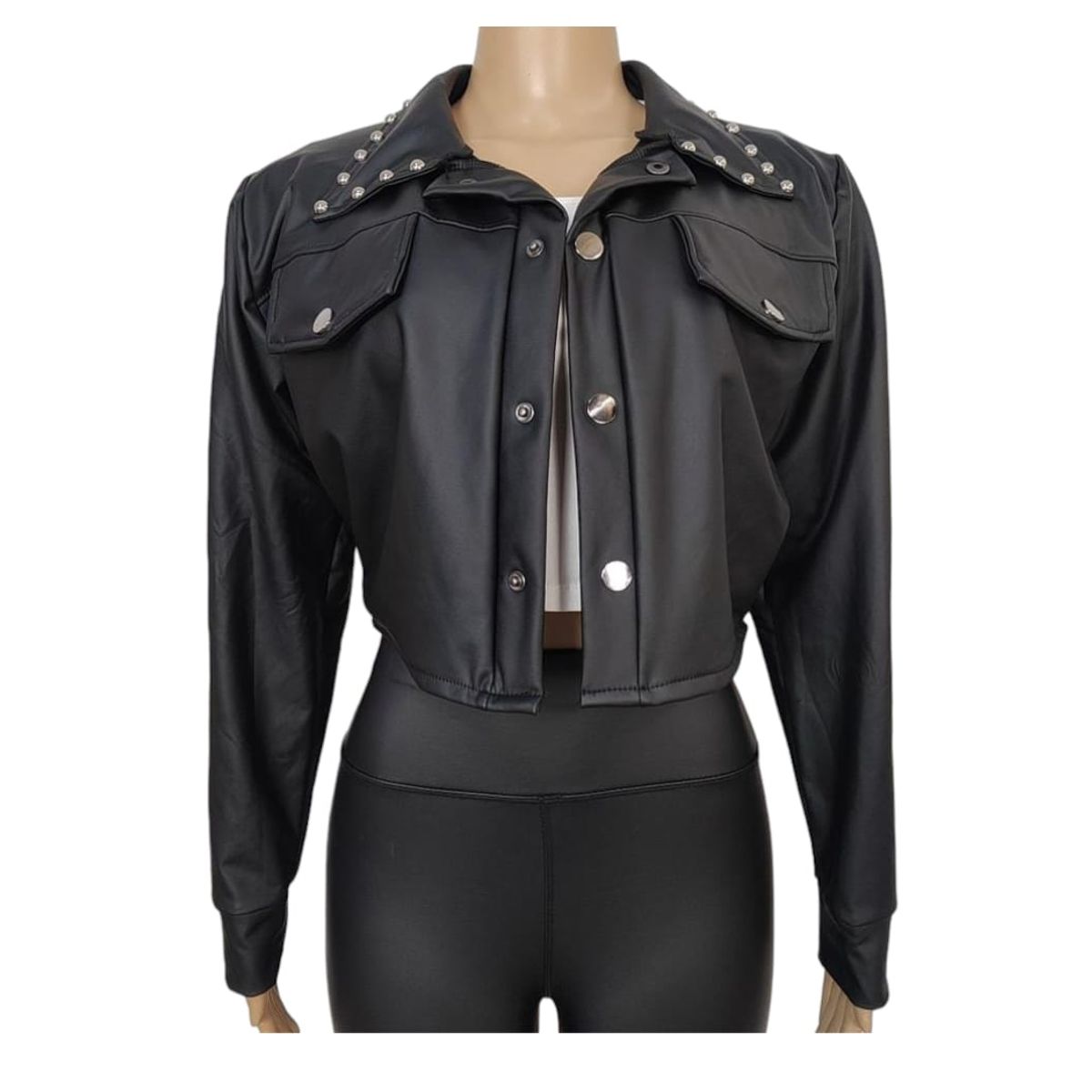 AGW - Chaqueta Mujer Ecocuero Con Botones