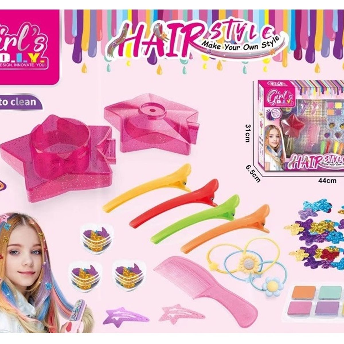 GENERICO - Set Juguete Belleza Con Pintura Para El Pelo Y Accesorios