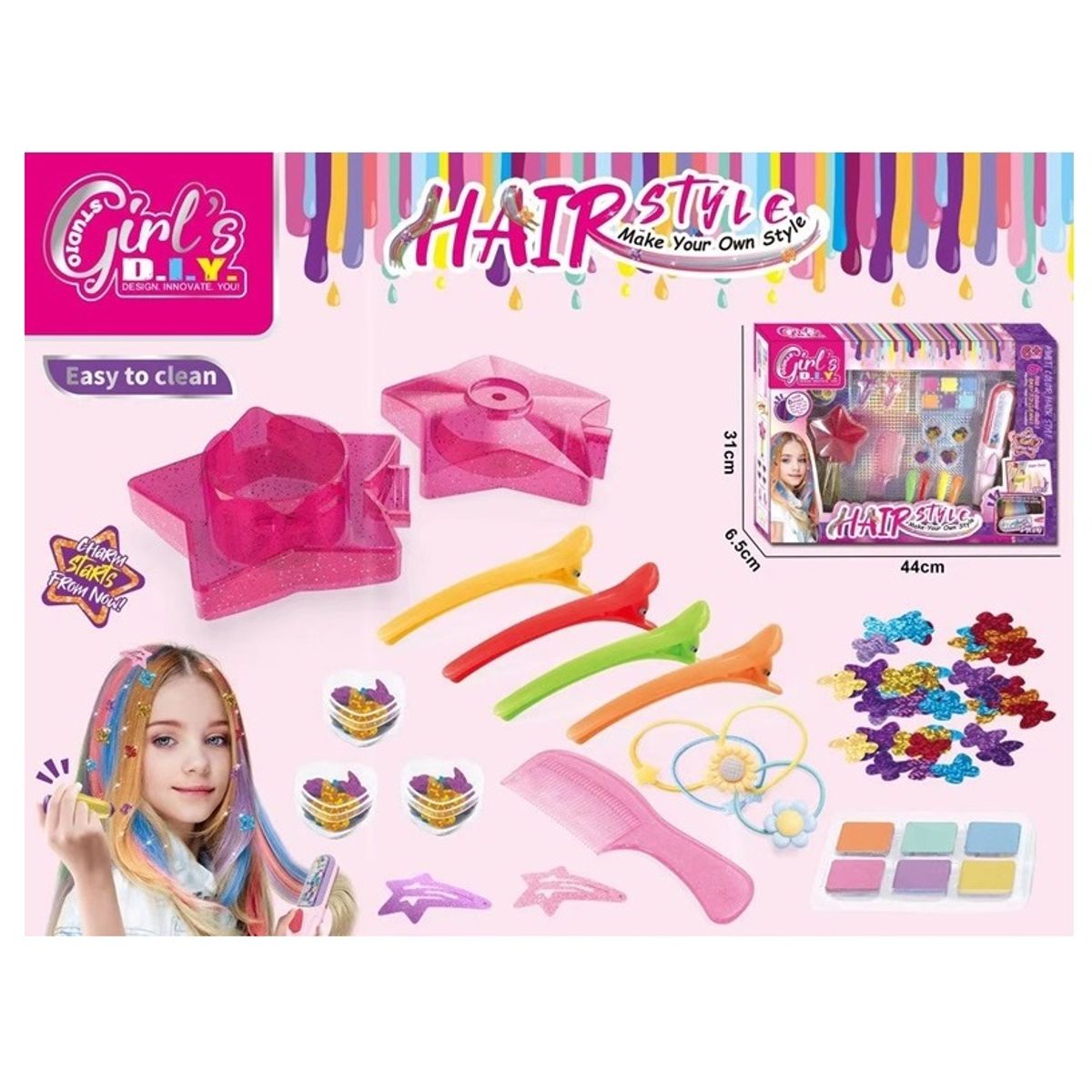 GENERICO - Set Juguete Belleza Con Pintura Para El Pelo Y Accesorios