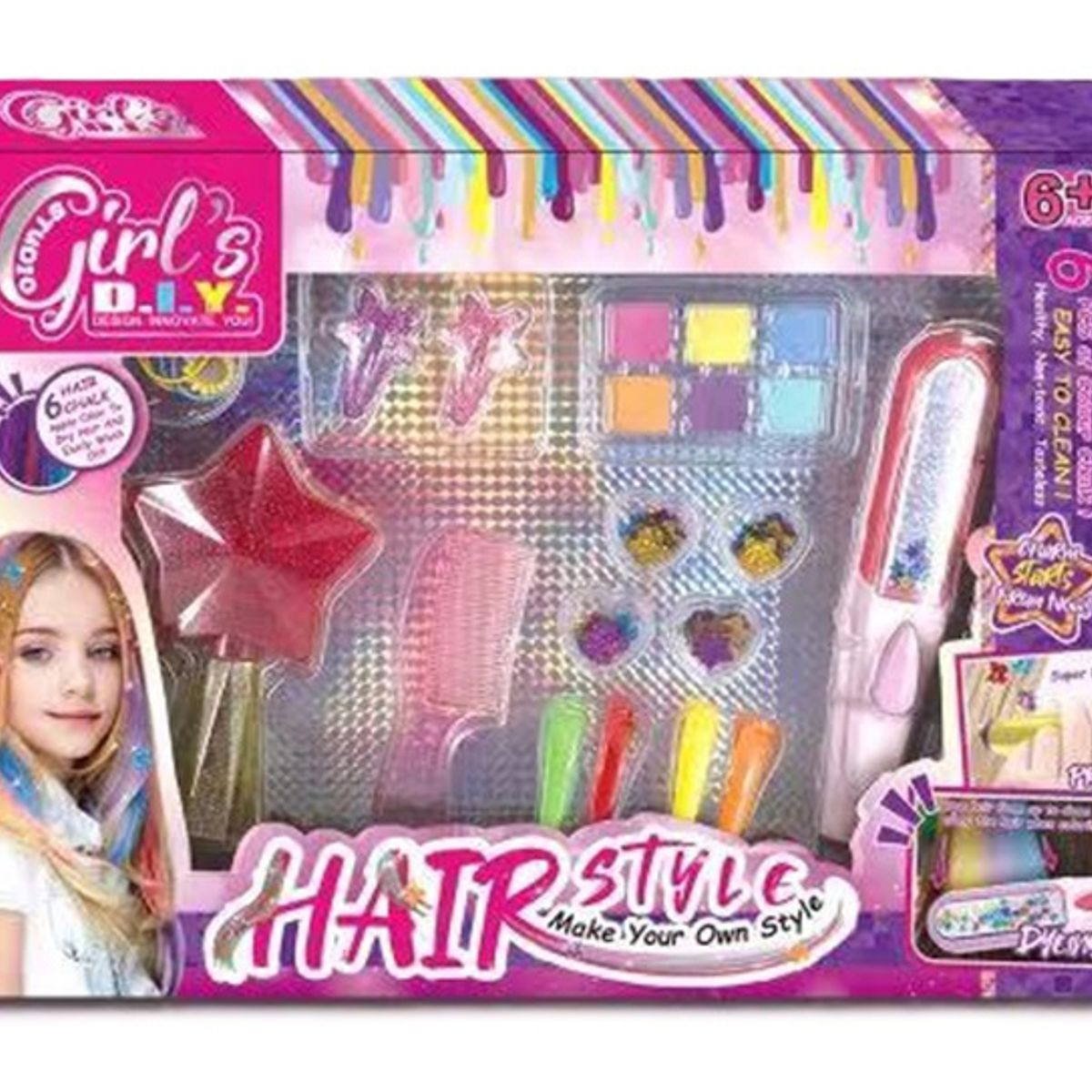 GENERICO - Set Juguete Belleza Con Pintura Para El Pelo Y Accesorios