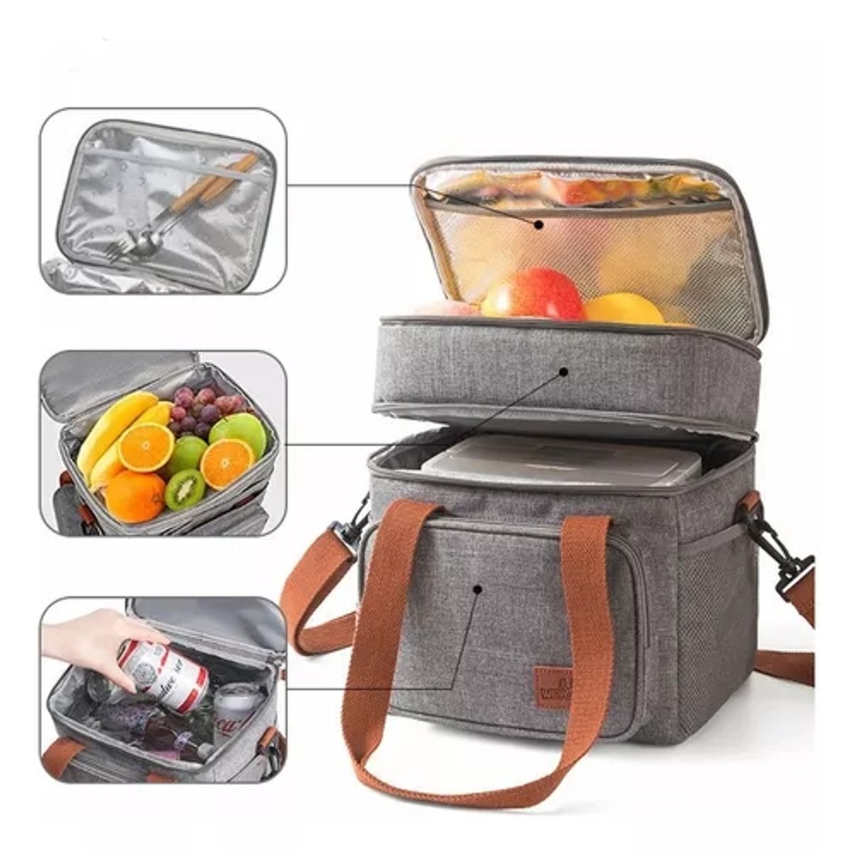 GENERICO - Bolsa Isotérmica Doble Bolsa De Almuerzo De Gran Capacidad