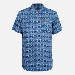 HAKA HONU - Camisa Hombre Aflora Full Print Azul Grisaceo
