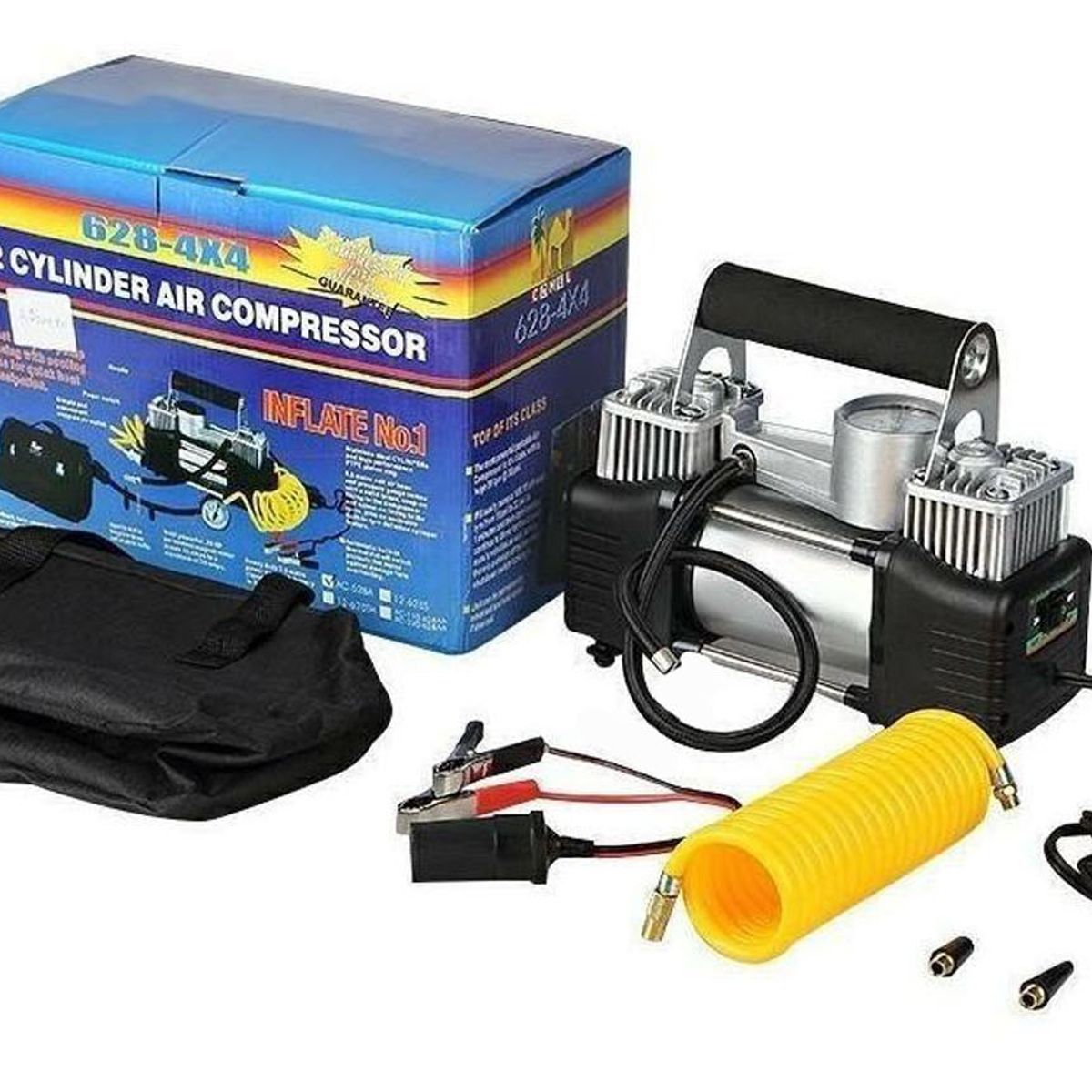 GENERICO - Compresor Aire Portátil Neumatic 2 Cilindro Linterna 12v 4x4