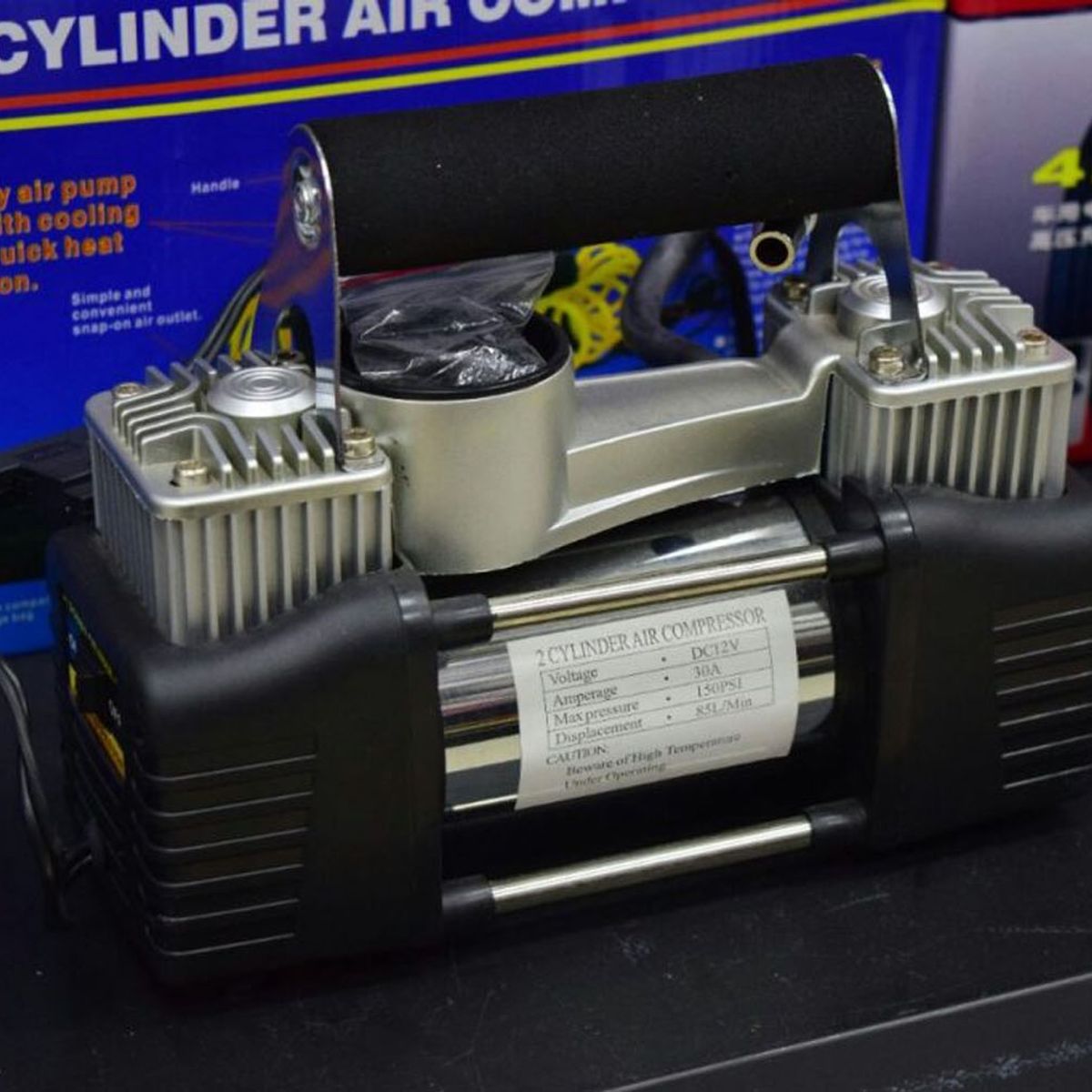 GENERICO - Compresor Aire Portátil Neumatic 2 Cilindro Linterna 12v 4x4