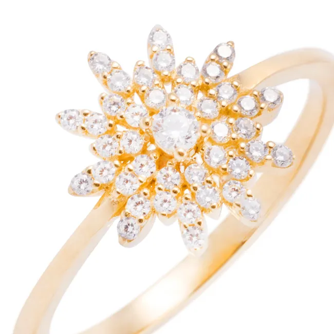 JB JOYAS BARON - Anillo Oro Amarillo 18kt Copo de Circonitas