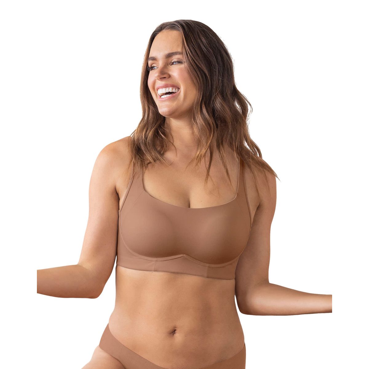 LEONISA - Sostén sin arco ultracómodo de alto soporte y cubrimiento Everyday Bra 091054 Café Moca