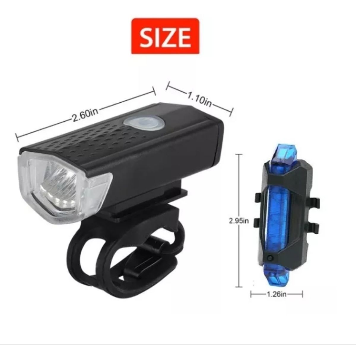 GENERICO - Pack 2 Luces Led Bicicleta Usb Trasera Azul Y Delantera Foco