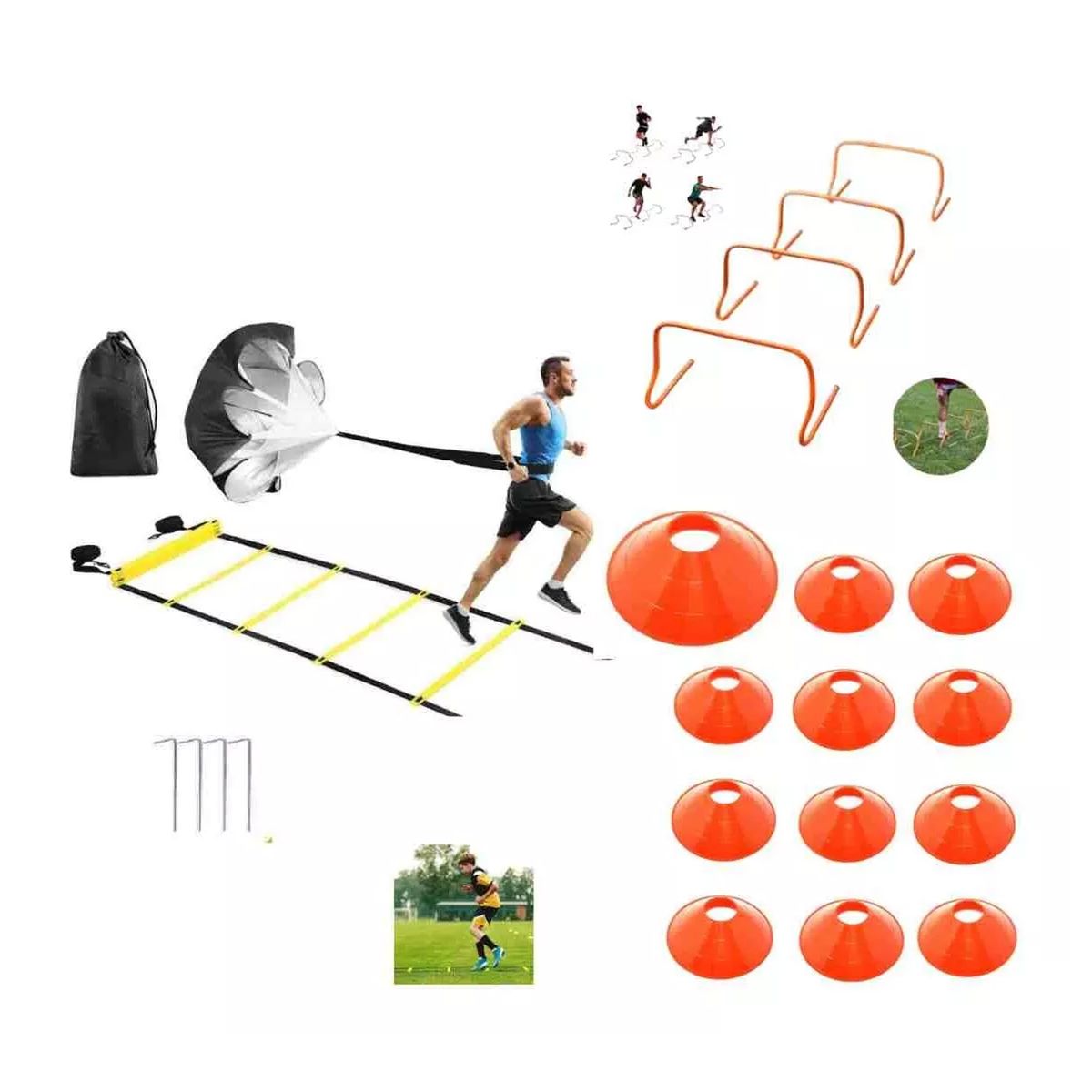 GENERICO - Kit De Entrenamiento Cono+escalera+paracaídaagilidadfutbol