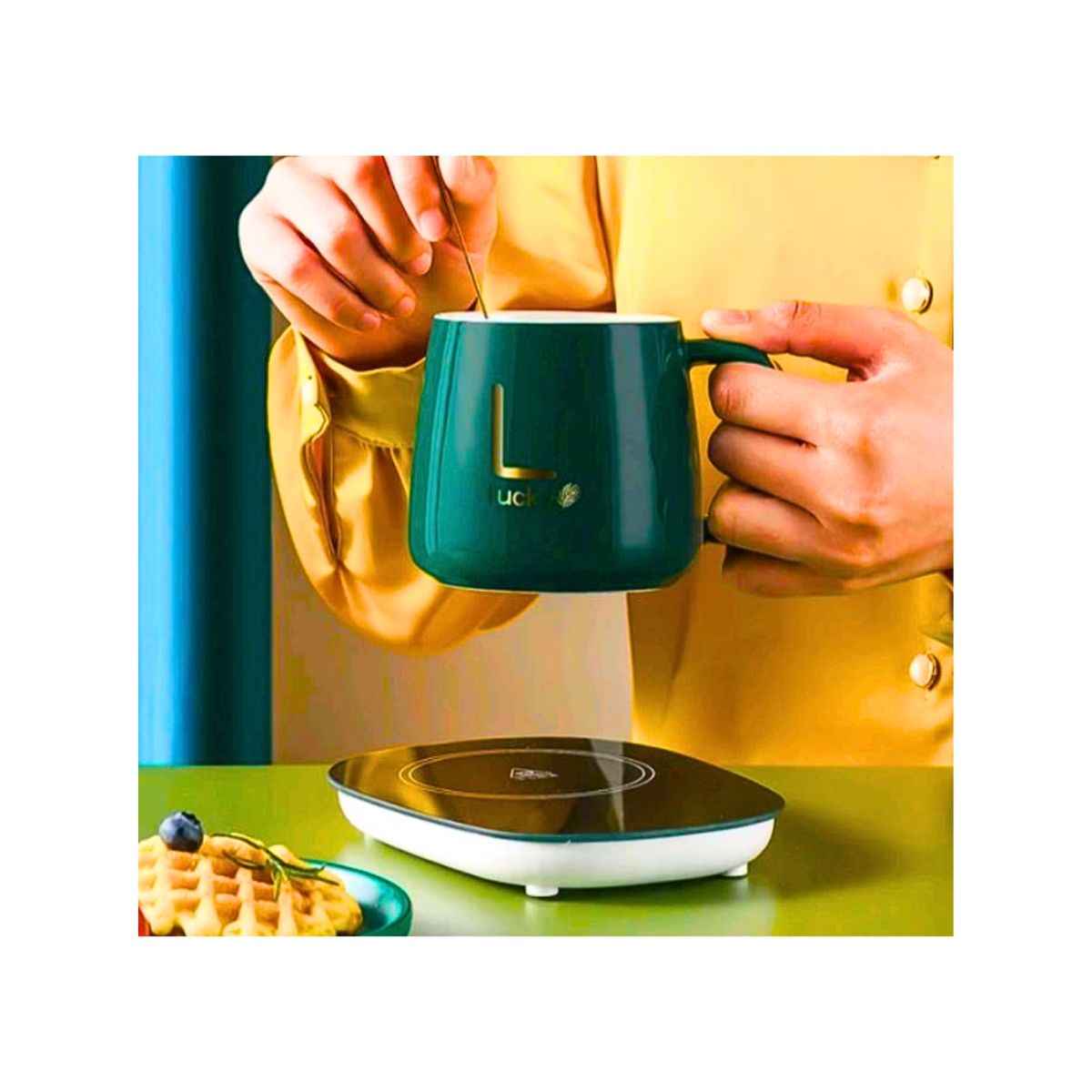 GENERICO - Set Taza De Café + Calentador Eléctrico + Cuchara RegaloDetalles