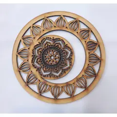 GENERICO - Mandala Sol MDF color natural 15 cm de diámetro.
