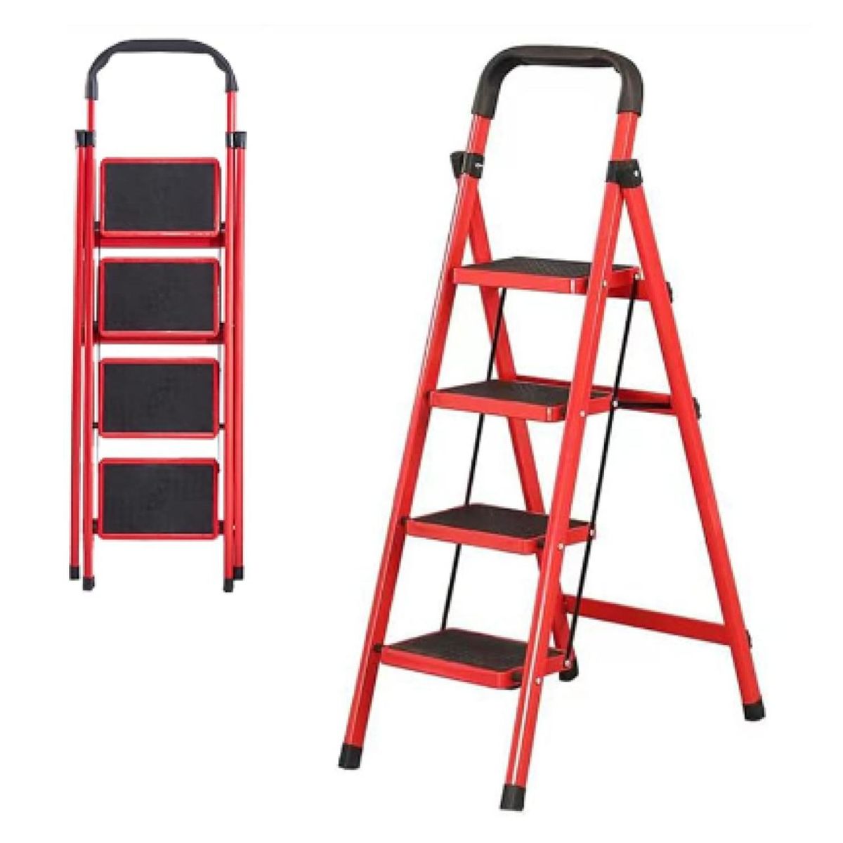 GENERICO - Escalera Plegable De Metal Roja 5 Niveles