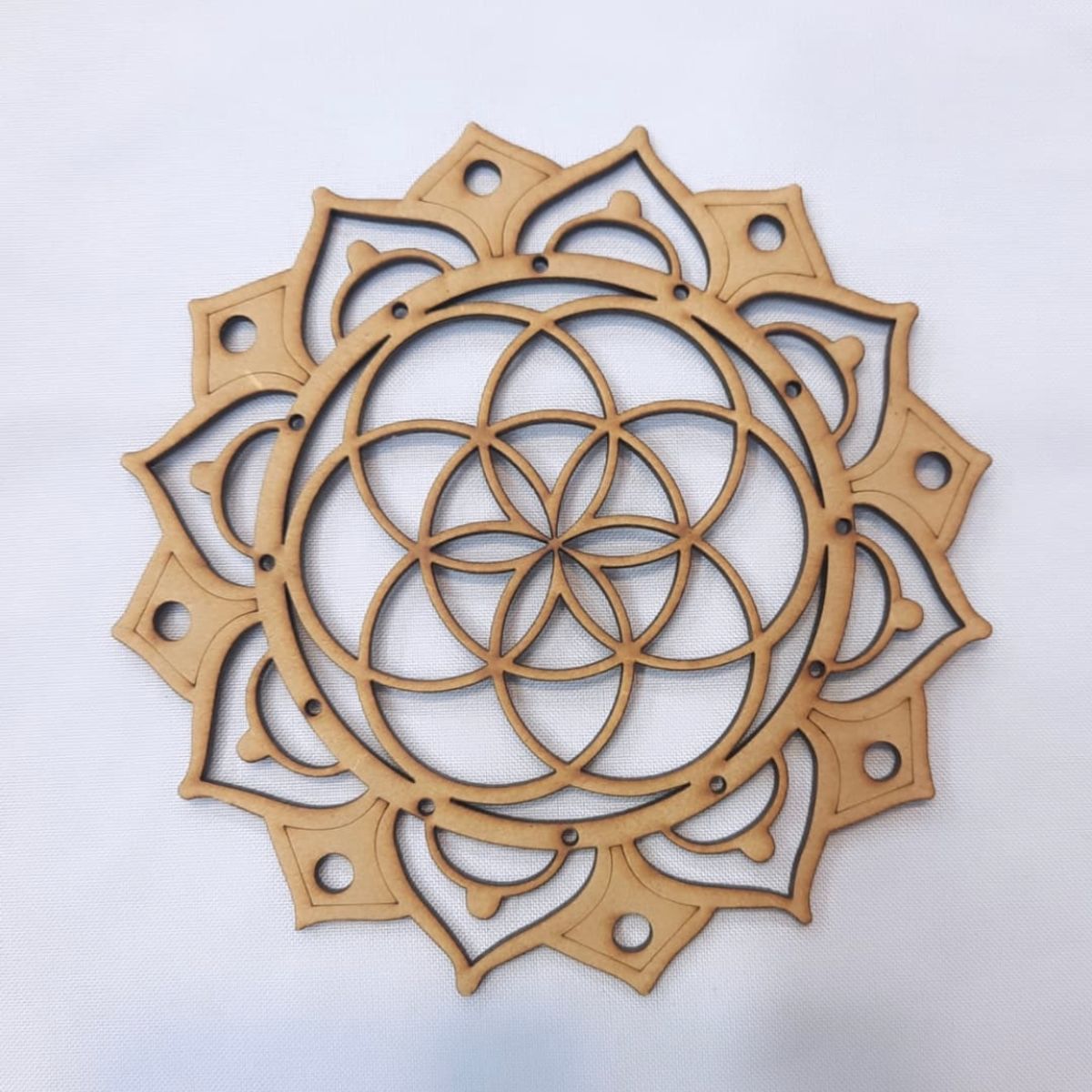 GENERICO - Semilla de la Vida MDF color natural 15 cm de diámetro.