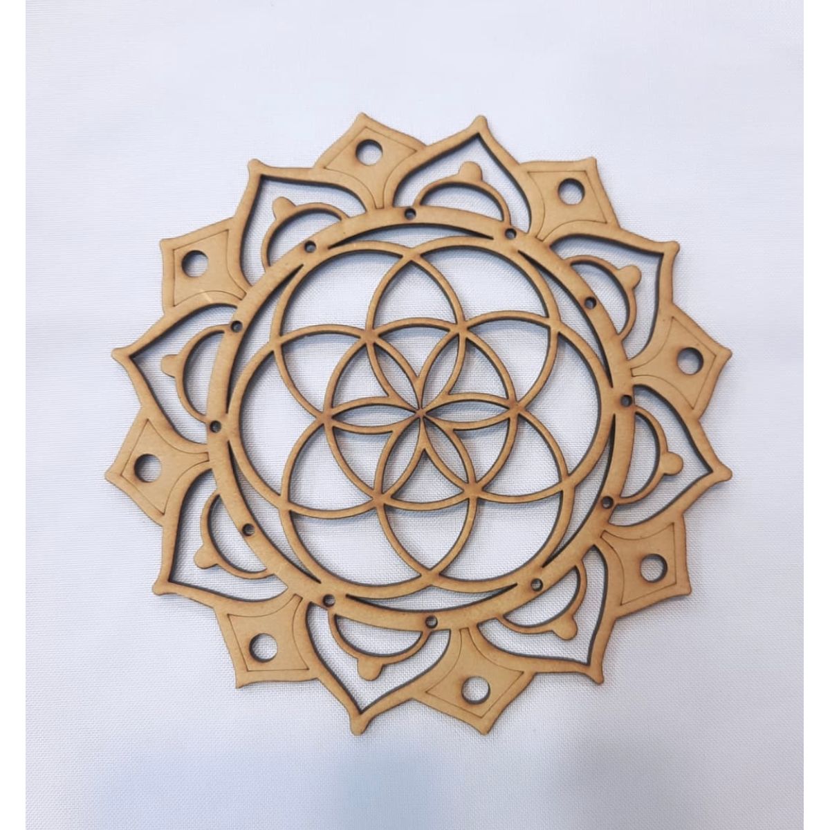 GENERICO - Semilla de la Vida MDF color natural 15 cm de diámetro.