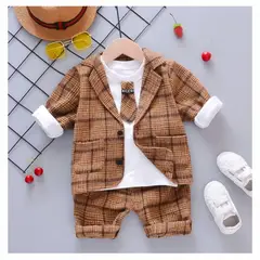 GENERICO - CONJUNTO BEBÉ NIÑO SEMIFORMAL CAFÉ PEQUEÑA LUZ