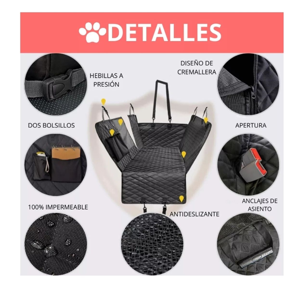 GENERICO - Protector Funda Cubre Asiento De Auto Perros Mascotas Imperm