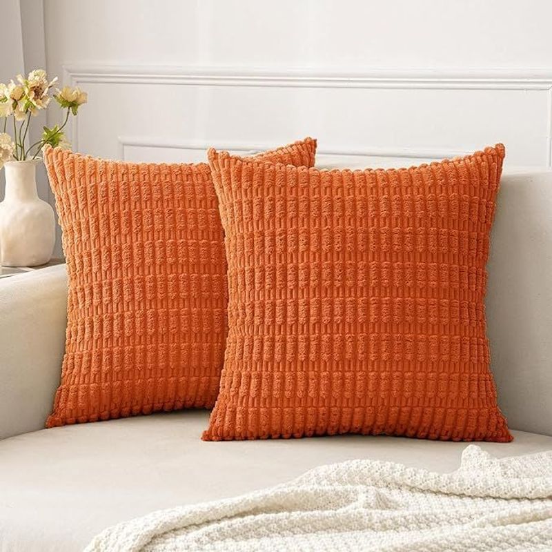 AZ AURAZEUS - Fundas De Cojines NARANJA Set X2 Cama Sillon Suave 45 X 45 Almohada AZ