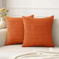 AZ AURAZEUS - Fundas De Cojines NARANJA Set X2 Cama Sillon Suave 45 X 45 Almohada AZ
