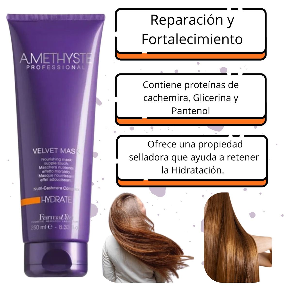 FARMAVITA - Mascara Hydrate Amesthyste 250ml Farmavita Nutre e Hidrata Suavidad