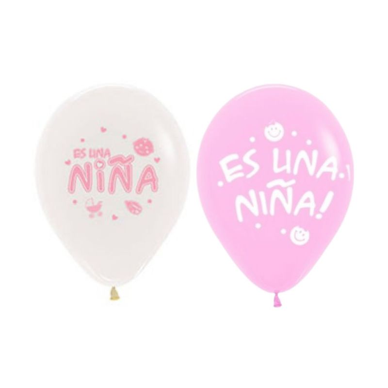 GENERICO - Globo Diseño Revelacion de Sexo Blanco y Rosado - 5 und