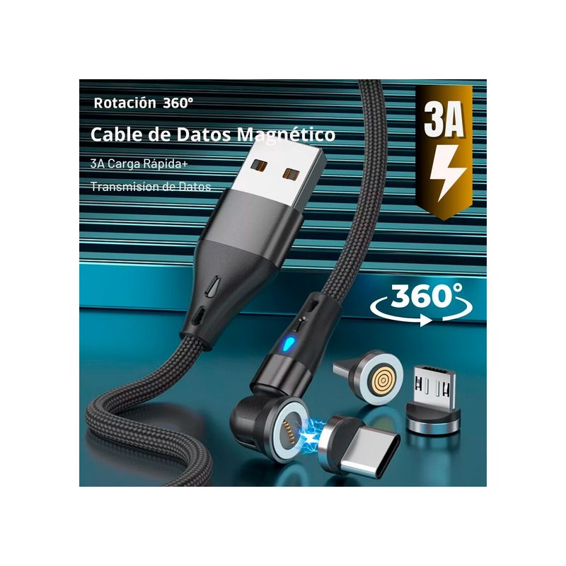 GENERICO - Cable Tipo C Carga Rapida + Conector Micro Usd + Lightning