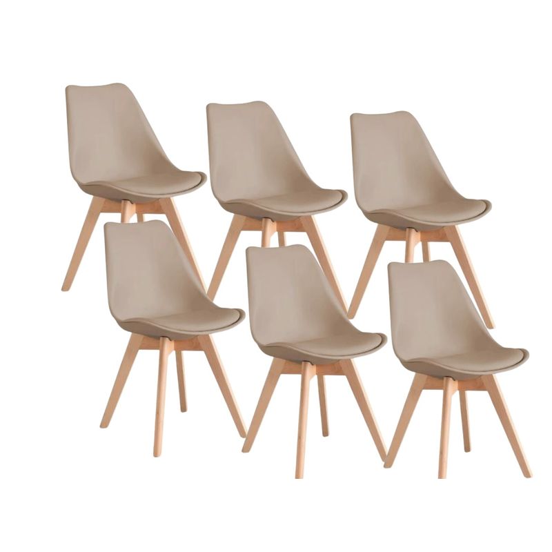 GENERICO - Pack de 6 sillas de comedor acolchada Tulip Beige