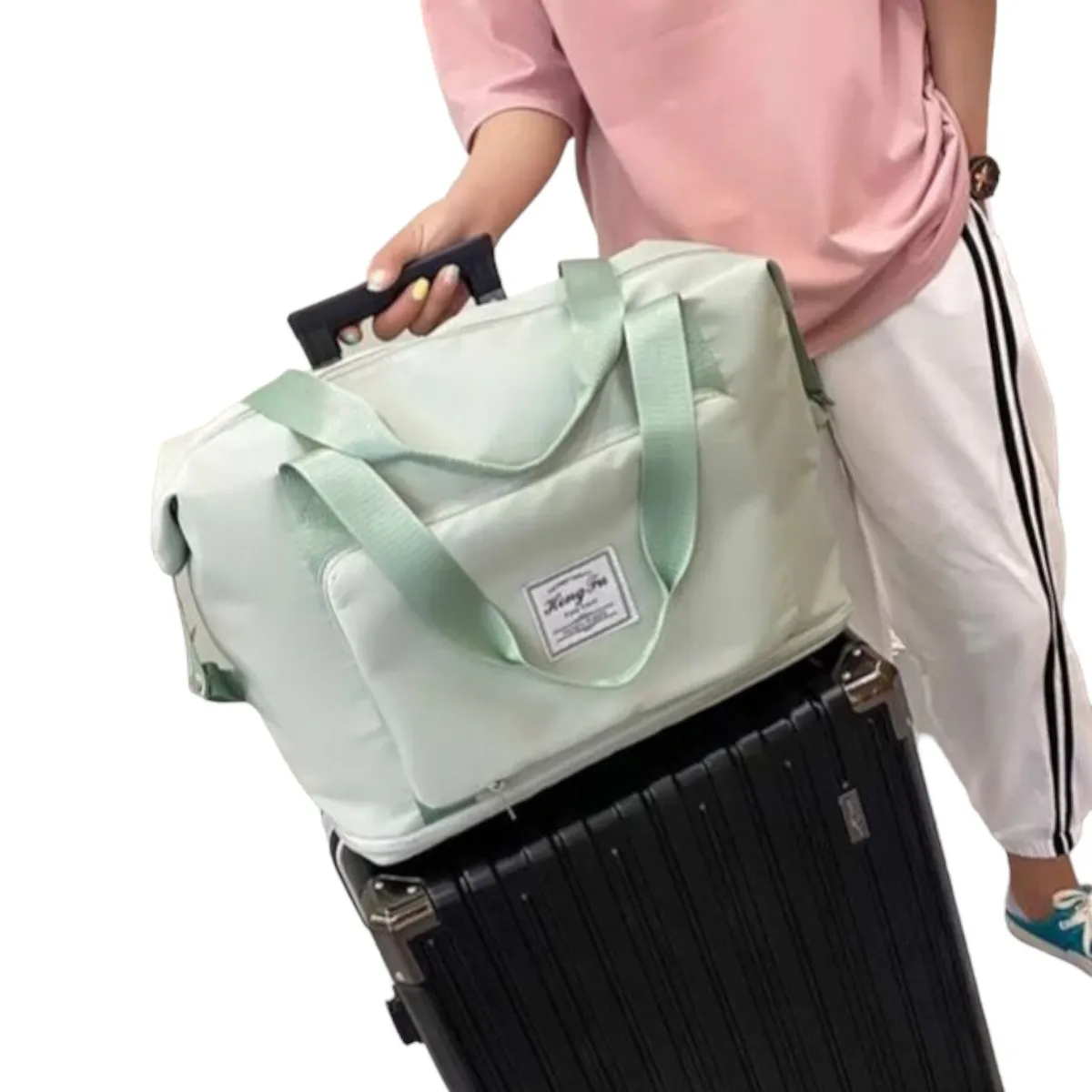 GENERICO - Bolso Cartuchera De Viaje Avión Extendible10kg Verde