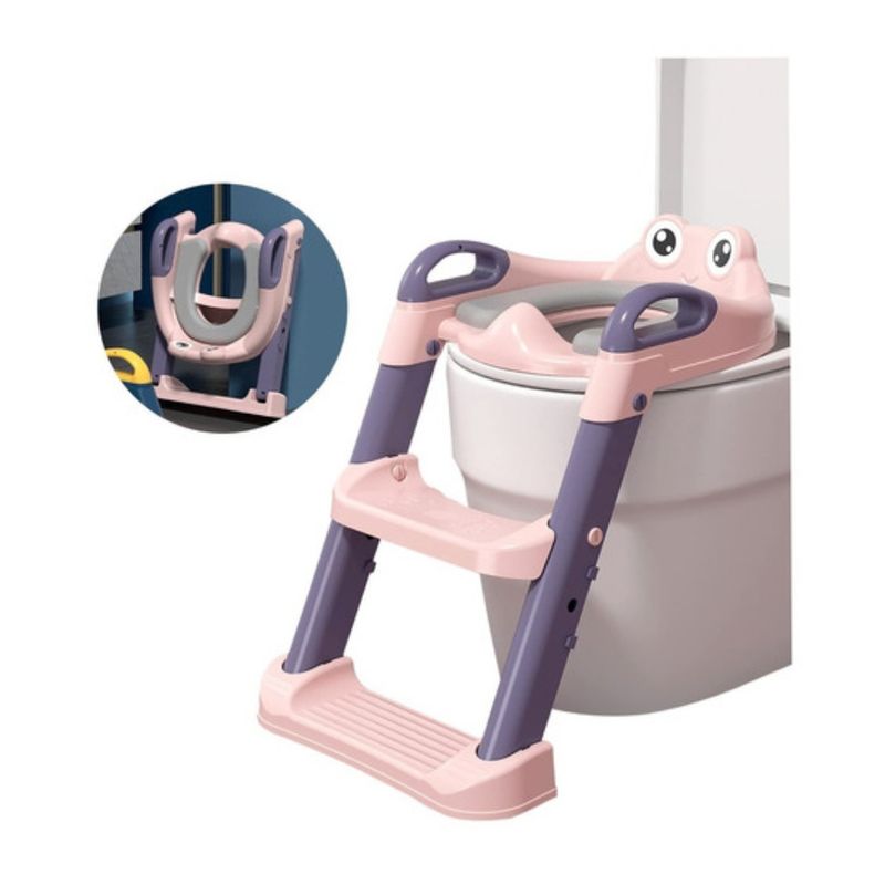 GENERICO - Asiento Adaptador Inodoro Escalera Para Niños Niñas Rosa