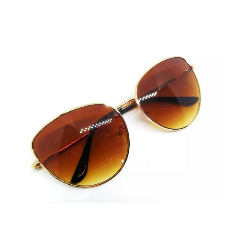 GENERICO - Lentes De Sol Metálico Ojo De Gato Tendencia cafeamarillo