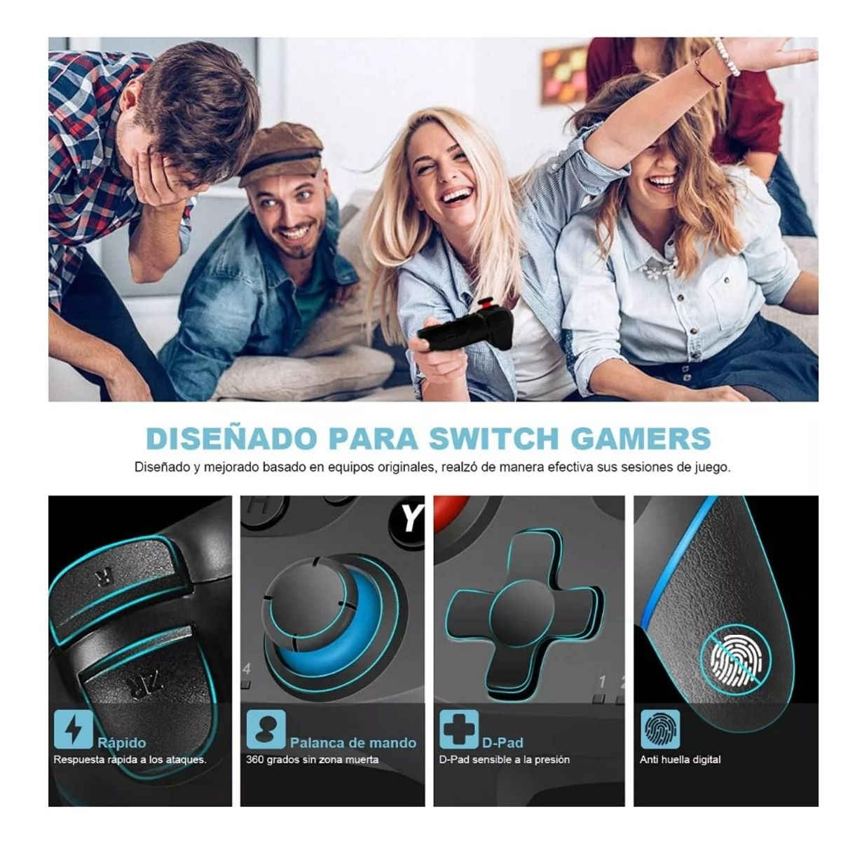GENERICO - Control Switch Gamepad Inalámbrico Joystick Bluetooth Mando Negro