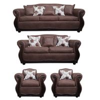 Living Con Resorte Estructural 9 Cuerpos 4+3+1+1 Grand Santi Envejecido Café