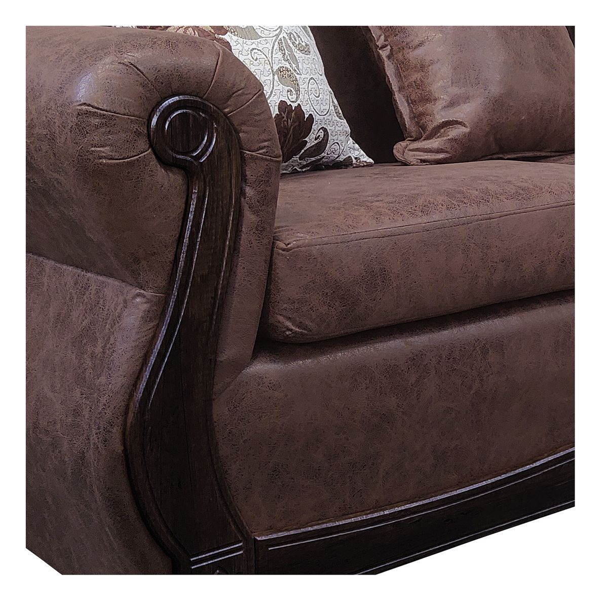 AMERICA DECORA - Living Con Resorte Estructural 9 Cuerpos 4+3+1+1 Grand Santi Envejecido Café