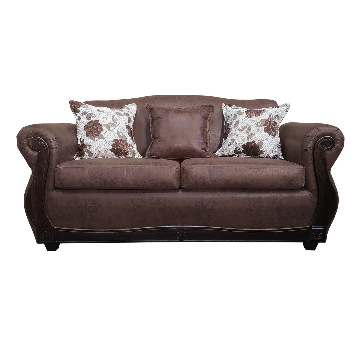 AMERICA DECORA - Sofá Con Resorte Estructural 3 Cuerpos Grand Santi Envejecido Café