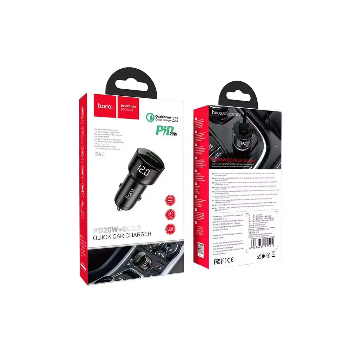 HOCO - CARGADOR DE AUTO 20W DOBLE USB