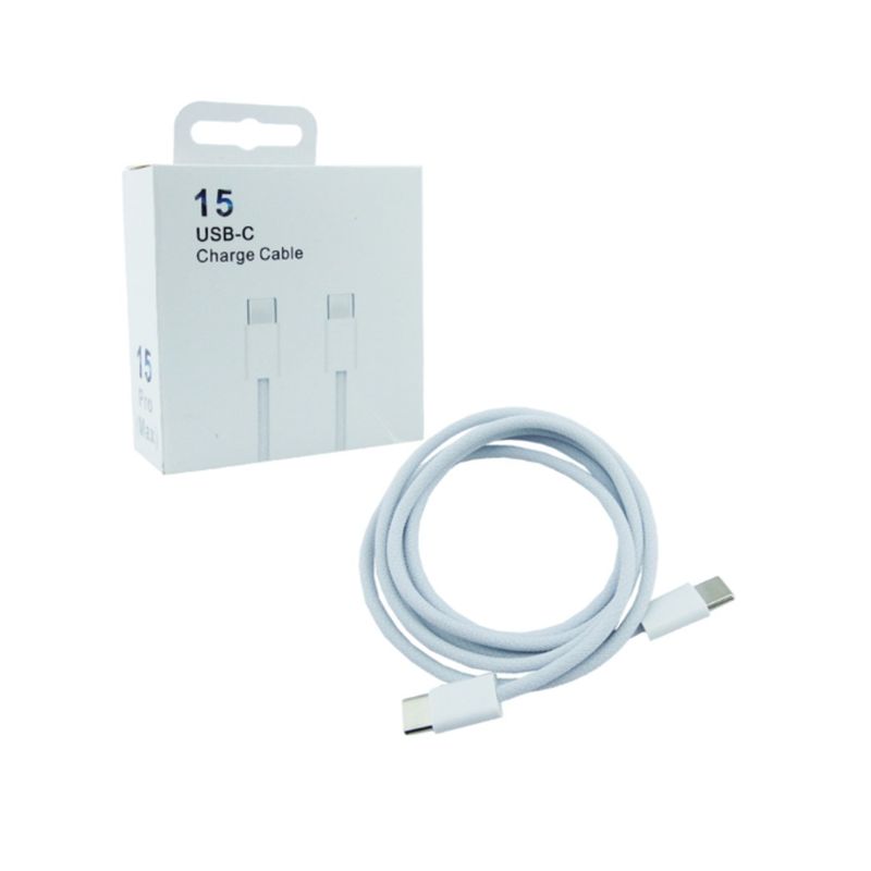 GENERICO - Cable Macho Doble Type-C de 2 mts. Para Iph. 15 Datos y Carga Trenzado