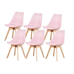 GENERICO - Pack de 6 sillas de comedor acolchada Tulip Rosa