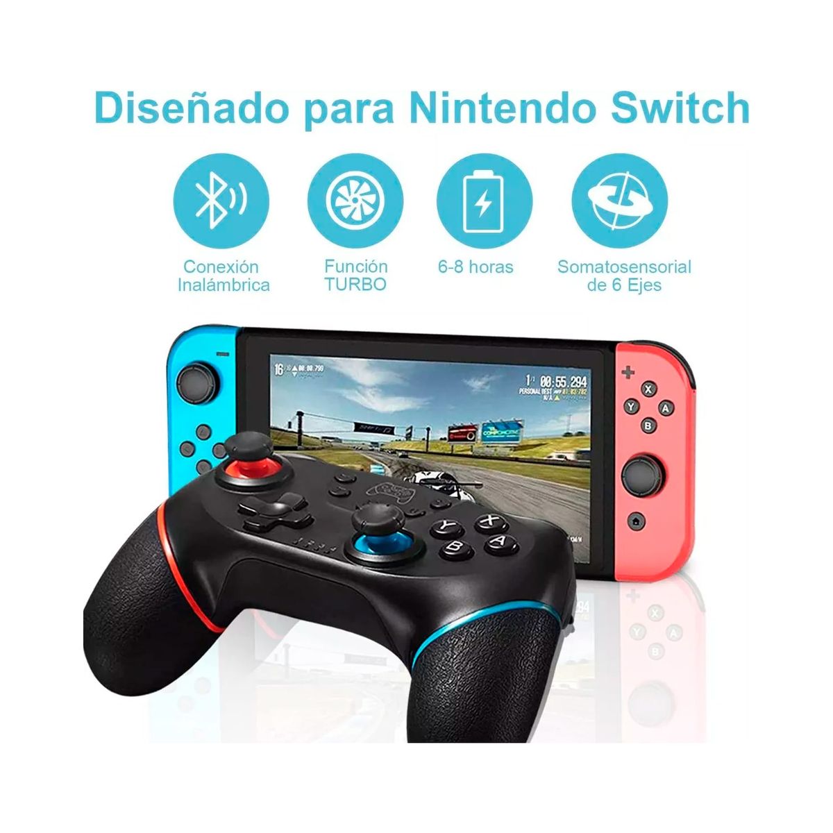 GENERICO - Control Mando Inalambrico Compatible Nintendo Switch Color Negro