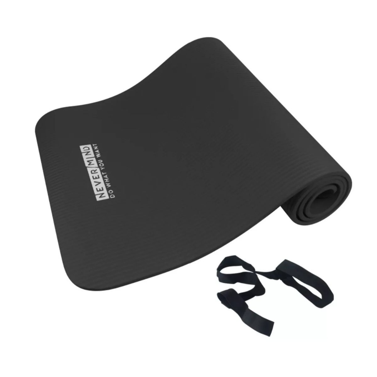 GENERICO - Mat De Yoga Pilates Grueso 8 Mm Nbr Con Correa Negro