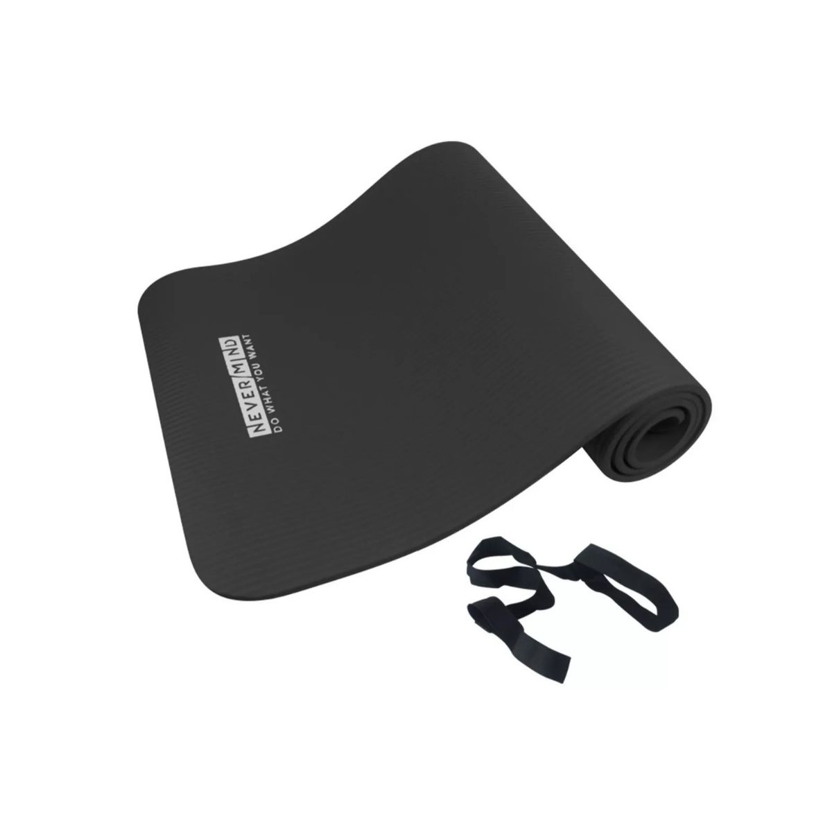 GENERICO - Mat De Yoga Pilates Grueso 8 Mm Nbr Con Correa Negro