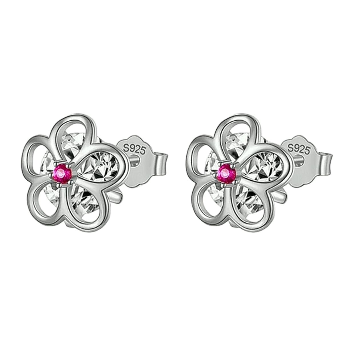 LUXURYJOYAS - Oferta Aros Flor Baño Oro 18kt Hecho Con Cristal