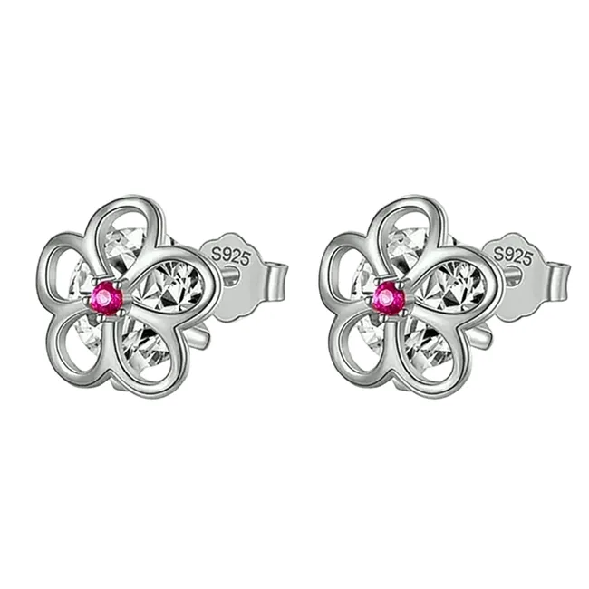 LUXURYJOYAS - Oferta Aros Flor Baño Oro 18kt Hecho Con Cristal