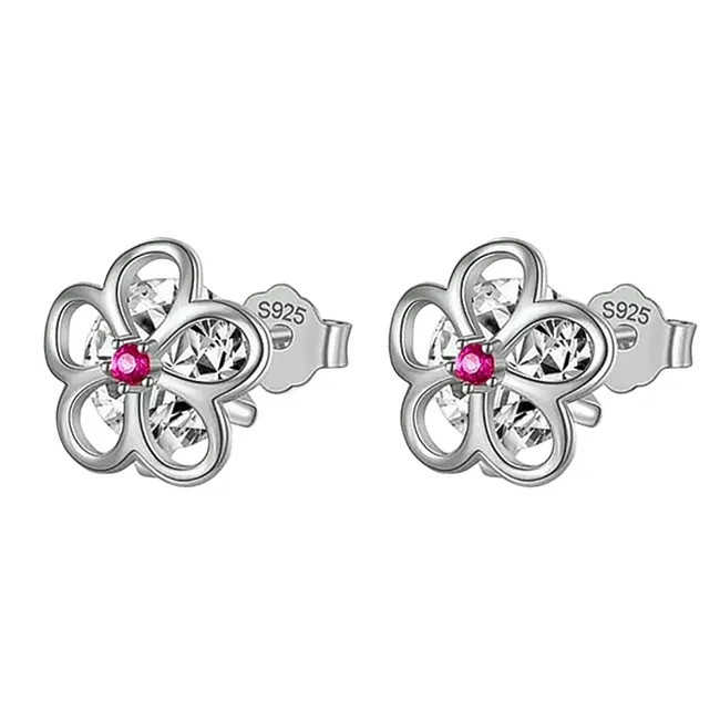 LUXURYJOYAS - Oferta Aros Flor Baño Oro 18kt Hecho Con Cristal