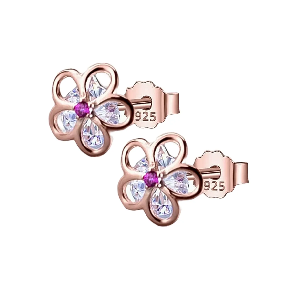 LUXURYJOYAS - Oferta Aros Flor Baño Oro 18kt Hecho Con Cristal