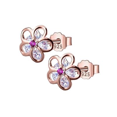 Imagen 1 del producto Oferta Aros Flor Baño Oro 18kt Hecho Con Cristal