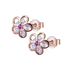 LUXURYJOYAS - Oferta Aros Flor Baño Oro 18kt Hecho Con Cristal